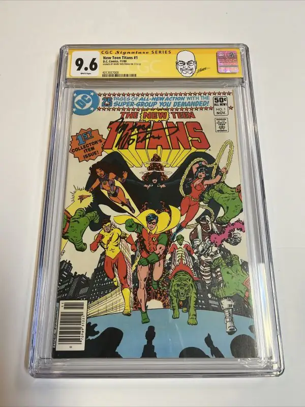 New Teen Titans #1 (DC Comics, 1980), CGC 9.6 graded comic book, Signature Series label — front cover in its holder