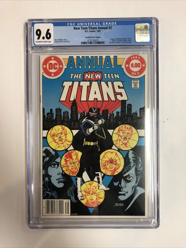 New Teen Titans Annual #2 (DC Comics, 1983), CGC 9.6 graded comic book, Universal Blue label — front cover in its holder