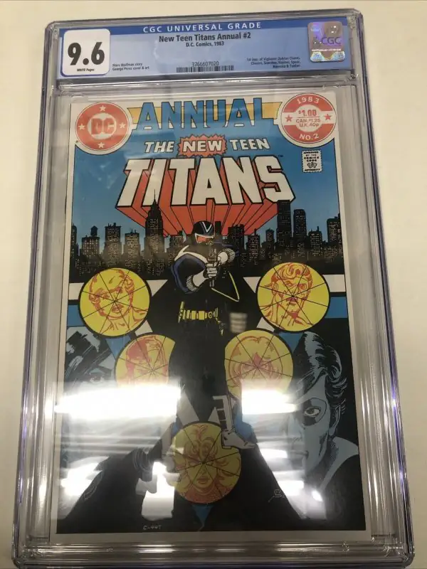 New Teen Titans Annual #2 (DC Comics, 1983), CGC 9.6 graded comic book, Universal Blue label — front cover in its holder