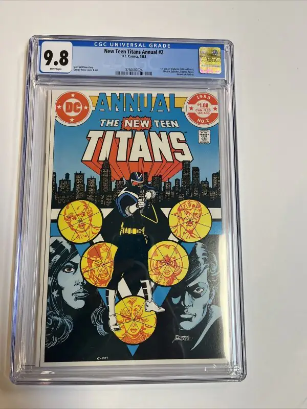 New Teen Titans Annual #2 (DC Comics, 1983), CGC 9.8 graded comic book, Universal Blue label — front cover in its holder