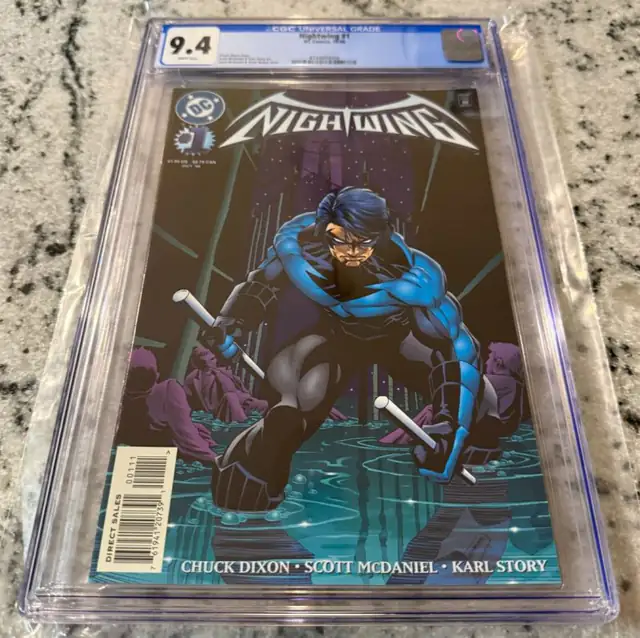 Nightwing #1 (DC Comics, 1996), CGC 9.4 graded comic book, Universal Blue label — front cover in its holder