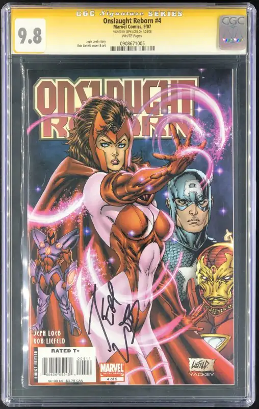 Onslaught Reborn #4 (Marvel Comics, 2007), CGC 9.8 graded comic book, Signature Series label — front cover in its holder