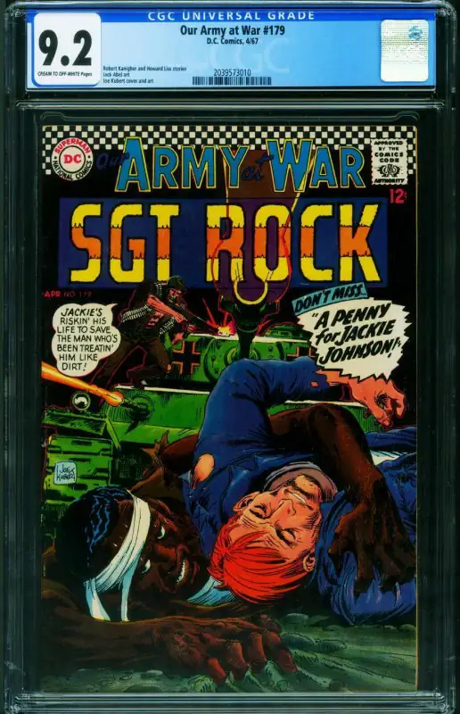 Our Army at War #179 (DC Comics, 1967), CGC 9.2 graded comic book, Universal Blue label — front cover in its holder