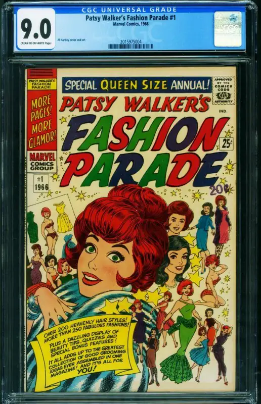 Patsy Walker's Fashion Parade #1 (Marvel Comics, 1966), CGC 9.0 graded comic book, Universal Blue label — front cover in its holder