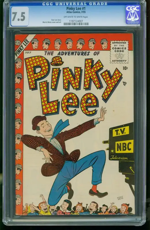 Pinky Lee #1 (Atlas Comics, 1955), CGC 7.5 graded comic book, Universal Blue label — front cover in its holder