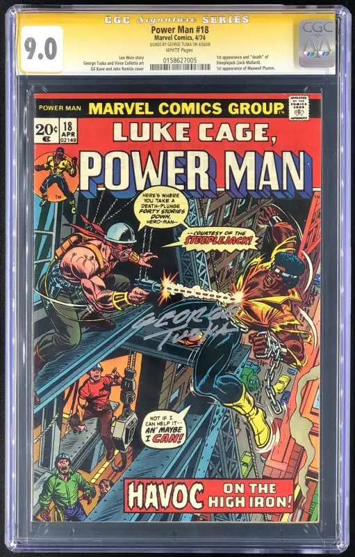 Power Man #18 (Marvel Comics, 1974), CGC 9.0 graded comic book, Signature Series label — front cover in its holder