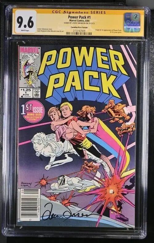 Power Pack #1 (Marvel Comics, 1984), CGC 9.6 graded comic book, Signature Series label — front cover in its holder