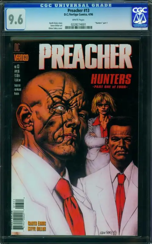 Preacher #13 (DC Comics, 1996), CGC 9.6 graded comic book, Universal Blue label — front cover in its holder