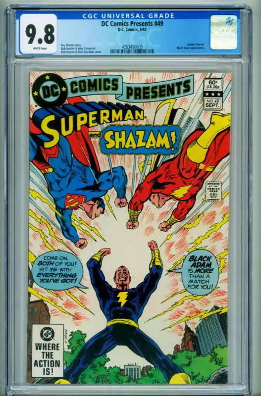 Presents #49 (DC Comics, 1982), CGC 9.8 graded comic book, Universal Blue label — front cover in its holder