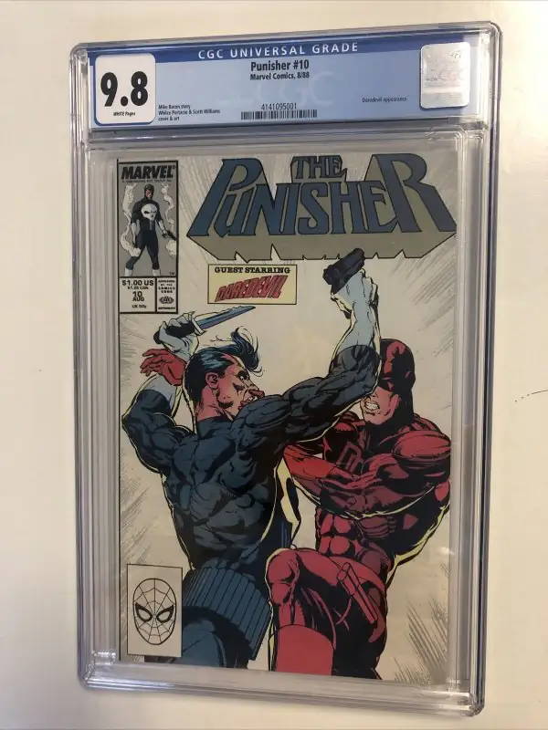 Punisher #10 (Marvel Comics, 1988), CGC 9.8 graded comic book, Universal Blue label — front cover in its holder
