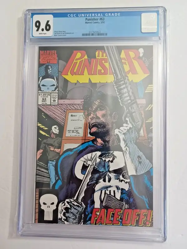 Punisher #63 (Marvel Comics, 1992), CGC 9.6 graded comic book, Universal Blue label — front cover in its holder