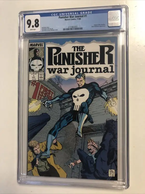 Punisher War Journal #1 (Marvel Comics, 1988), CGC 9.8 graded comic book, Universal Blue label — front cover in its holder