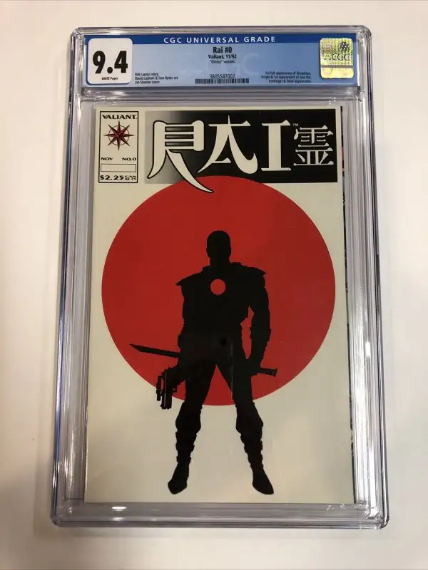 Rai #0 (Valiant Comics, 1992), CGC 9.4 graded comic book, Universal Blue label — front cover in its holder