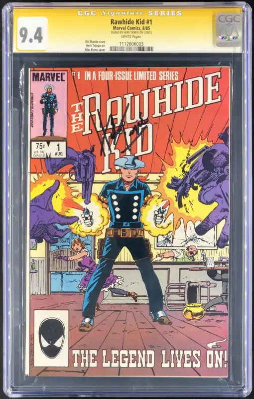 Rawhide Kid #1 (Marvel Comics, 1985), CGC 9.4 graded comic book, Signature Series label — front cover in its holder
