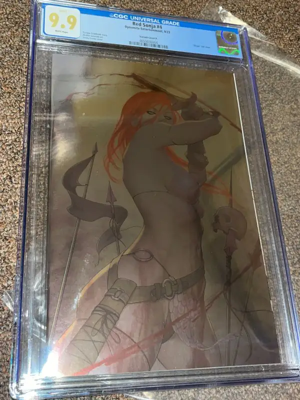 Red Sonja #4 (Dynamite Entertainment, 2023), CGC 9.9 graded comic book, Universal Blue label — front cover in its holder