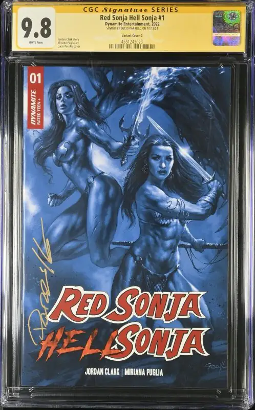 Red Sonja Hell Sonja #1 (Dynamite Entertainment, 2022), CGC 9.8 graded comic book, Signature Series label — front cover in its holder