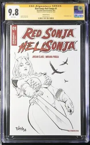 Red Sonja Hell Sonja #1 (Dynamite Entertainment, 2022), CGC 9.8 graded comic book, Signature Series label — front cover in its holder