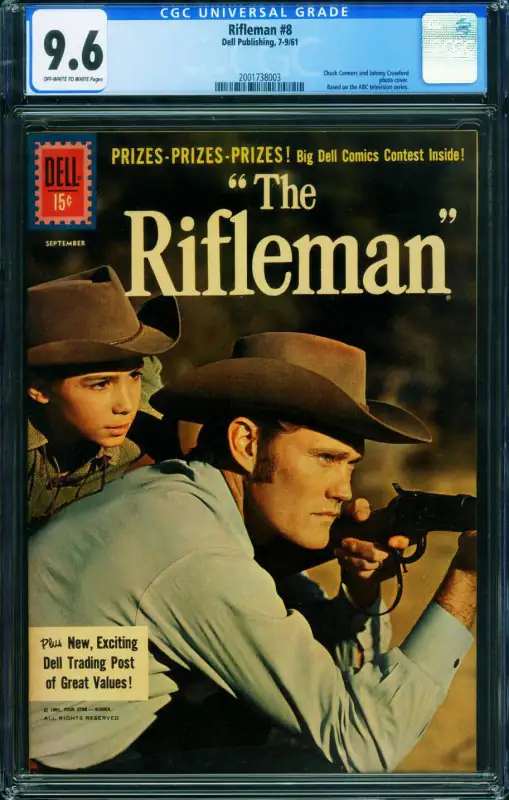 Rifleman #8 (Dell Comics, 1961), CGC 9.6 graded comic book, Universal Blue label — front cover in its holder