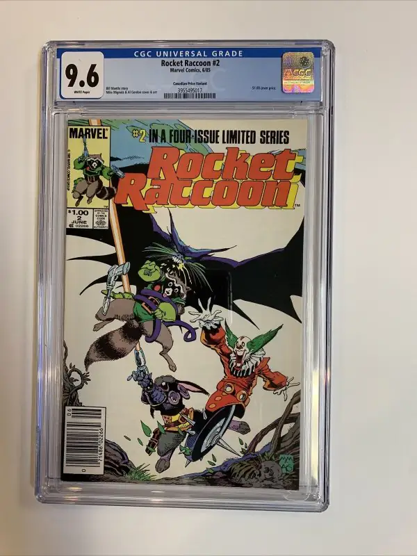 Rocket Raccoon #2 (Marvel Comics, 1985), CGC 9.6 graded comic book, Universal Blue label — front cover in its holder