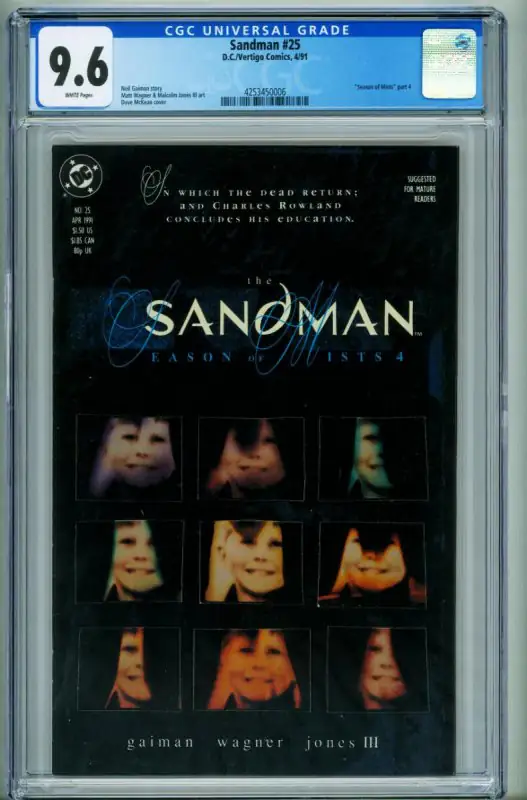 Sandman #25 (DC Comics, 1991), CGC 9.6 graded comic book, Universal Blue label — front cover in its holder