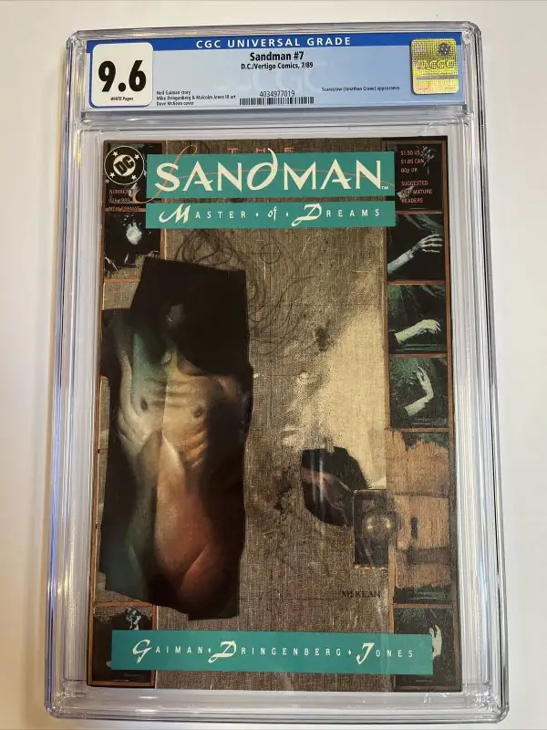 Sandman #7 (DC Comics, 1989), CGC 9.6 graded comic book, Universal Blue label — front cover in its holder