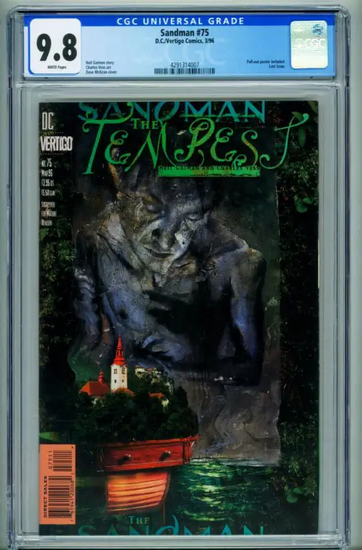 Sandman #75 (DC Comics, 1996), CGC 9.8 graded comic book, Universal Blue label — front cover in its holder