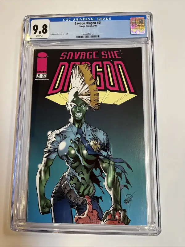 Savage Dragon #51 (Image Comics, 1998), CGC 9.8 graded comic book, Universal Blue label — front cover in its holder