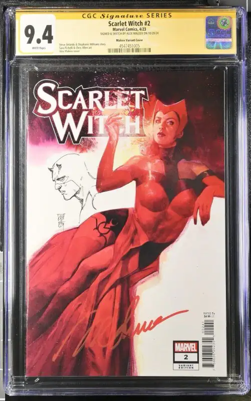 Scarlet Witch #2 (Marvel Comics, 2023), CGC 9.4 graded comic book, Signature Series label — front cover in its holder