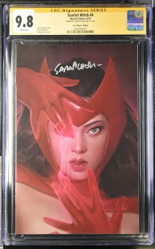 Scarlet Witch #4 (Marvel Comics, 2023), CGC 9.8 graded comic book, Signature Series label — front cover in its holder