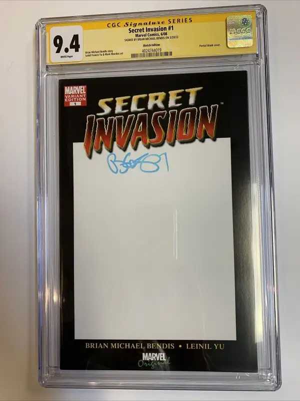 Secret Invasion #1 (Marvel Comics, 2008), CGC 9.4 graded comic book, Signature Series label — front cover in its holder