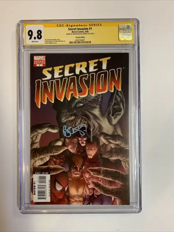 Secret Invasion #1 (Marvel Comics, 2008), CGC 9.8 graded comic book, Signature Series label — front cover in its holder
