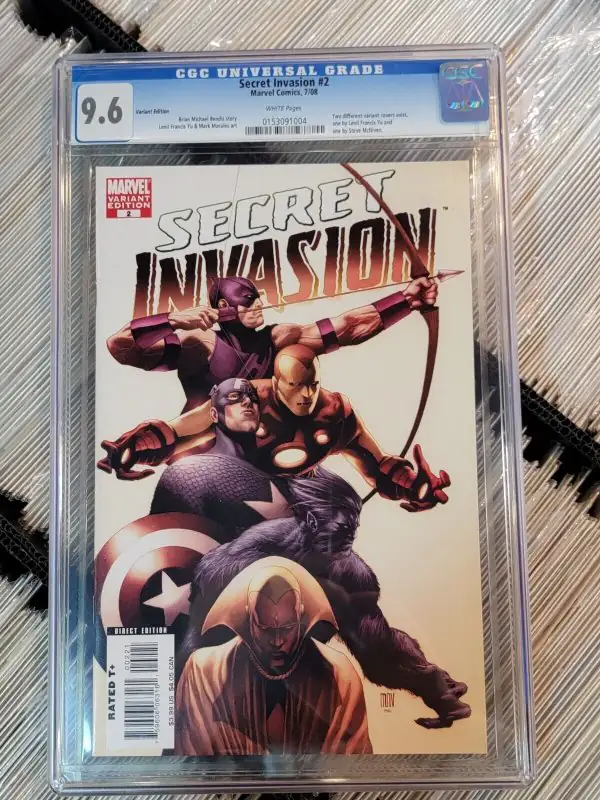 Secret Invasion #2 (Marvel Comics, 2008), CGC 9.6 graded comic book, Universal Blue label — front cover in its holder