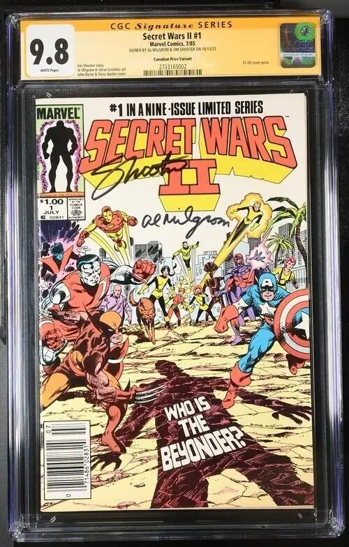 Secret Wars II #1 (Marvel Comics, 1985), CGC 9.8 graded comic book, Signature Series label — front cover in its holder