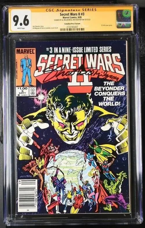 Secret Wars II #3 (Marvel Comics, 1985), CGC 9.6 graded comic book, Signature Series label — front cover in its holder