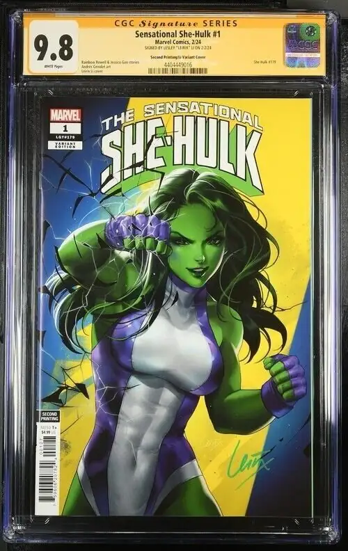 Sensational She-Hulk #1 (Marvel Comics, 2024), CGC 9.8 graded comic book, Signature Series label — front cover in its holder