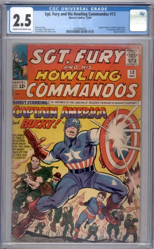 Sgt. Fury and His Howling Commandos #13 (Marvel Comics, 1964), CGC 2.5 graded comic book, Universal Blue label — front cover in its holder