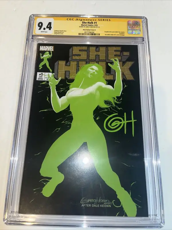She-Hulk #1 (Marvel Comics, 2022), CGC 9.4 graded comic book, Signature Series label — front cover in its holder