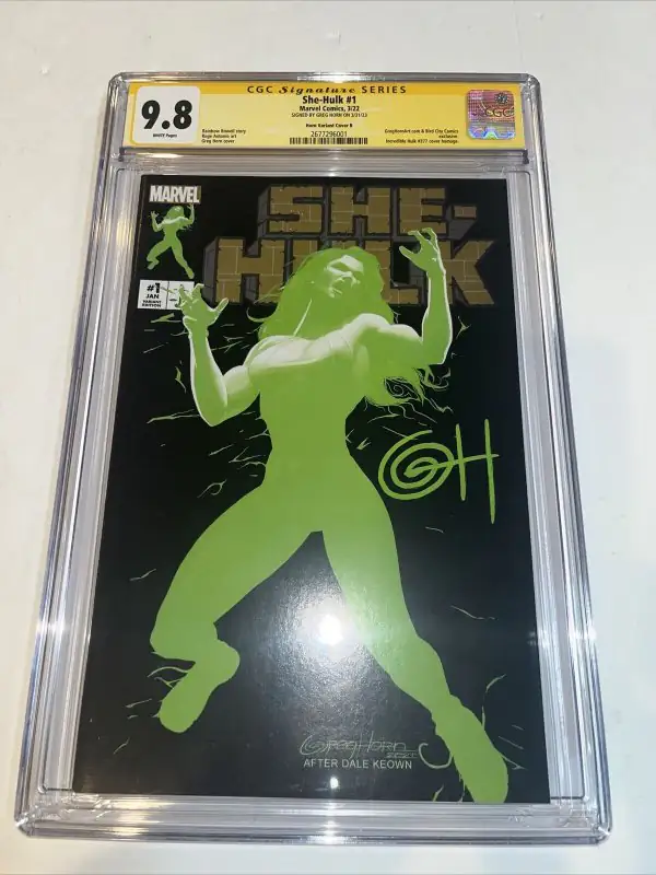 She-Hulk #1 (Marvel Comics, 2022), CGC 9.8 graded comic book, Signature Series label — front cover in its holder