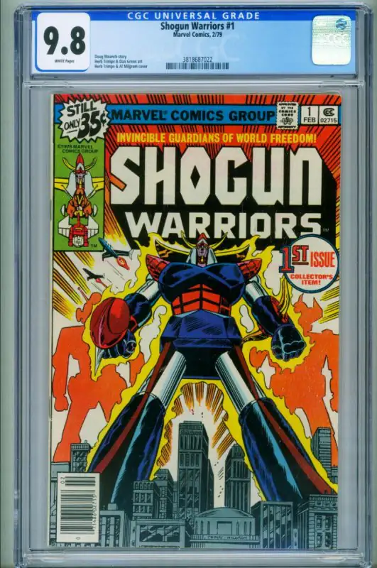 Shogun Warriors #1 (Marvel Comics, 1978), CGC 9.8 graded comic book, Universal Blue label — front cover in its holder