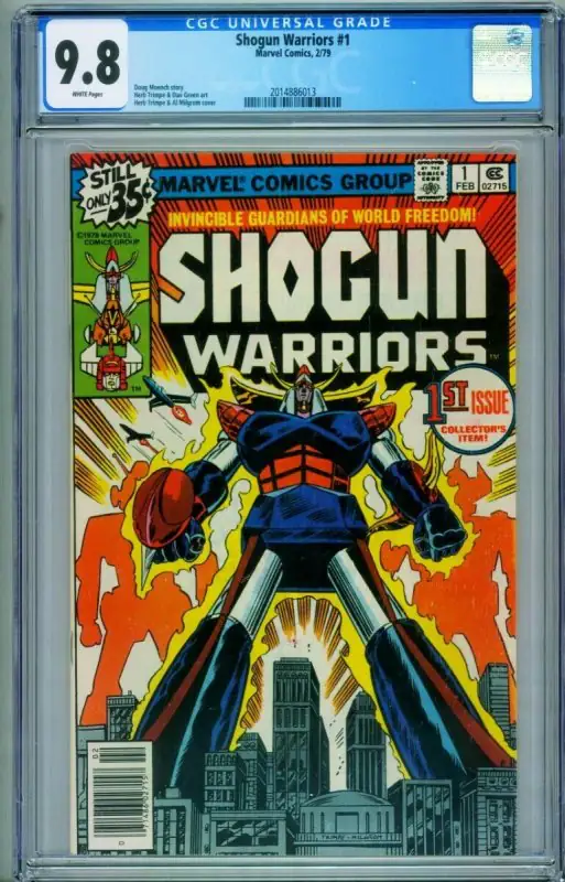 Shogun Warriors #1 (Marvel Comics, 1978), CGC 9.8 graded comic book, Universal Blue label — front cover in its holder