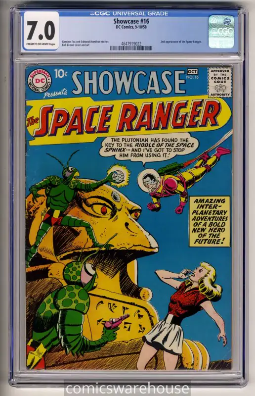 Showcase #16 (DC Comics, 1958), CGC 7.0 graded comic book, Universal Blue label — front cover in its holder
