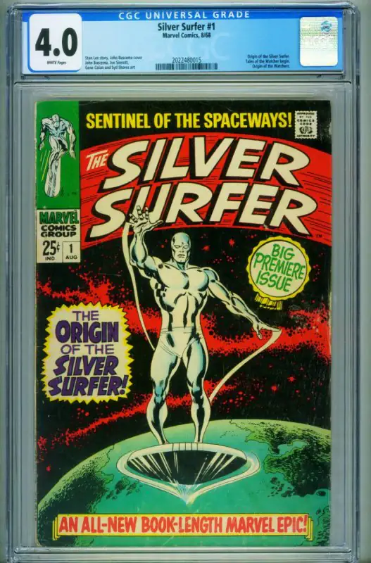 Silver Surfer #1 (Marvel Comics, 1968), CGC 4.0 graded comic book, Universal Blue label — front cover in its holder