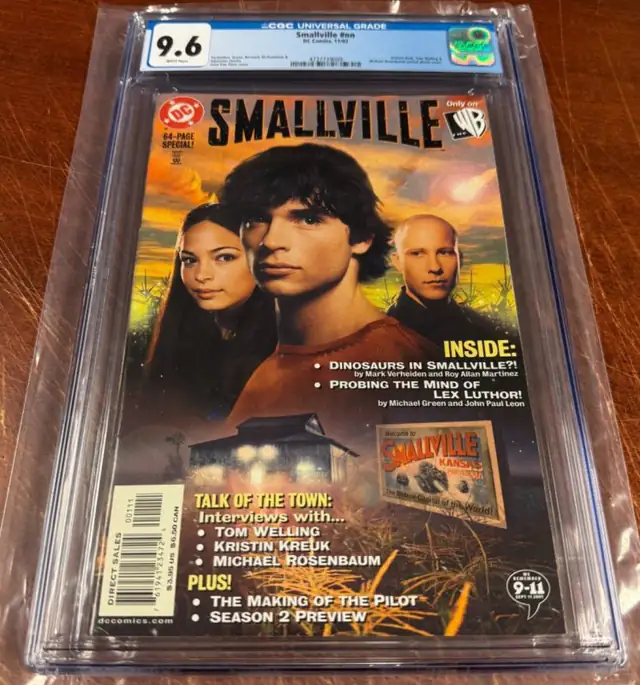 Smallville #1 (DC Comics, 2002), CGC 9.6 graded comic book, Universal Blue label — front cover in its holder