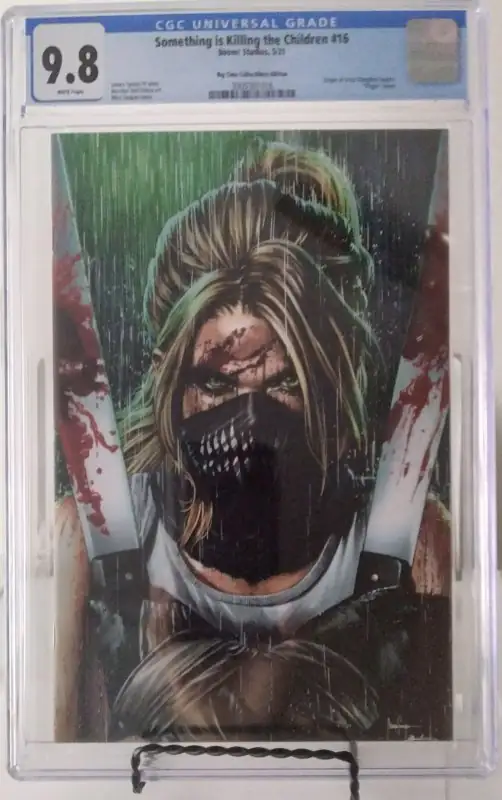 Something Is Killing the Children #16 (Boom! Studios, 2021), CGC 9.8 graded comic book, Universal Blue label — front cover in its holder