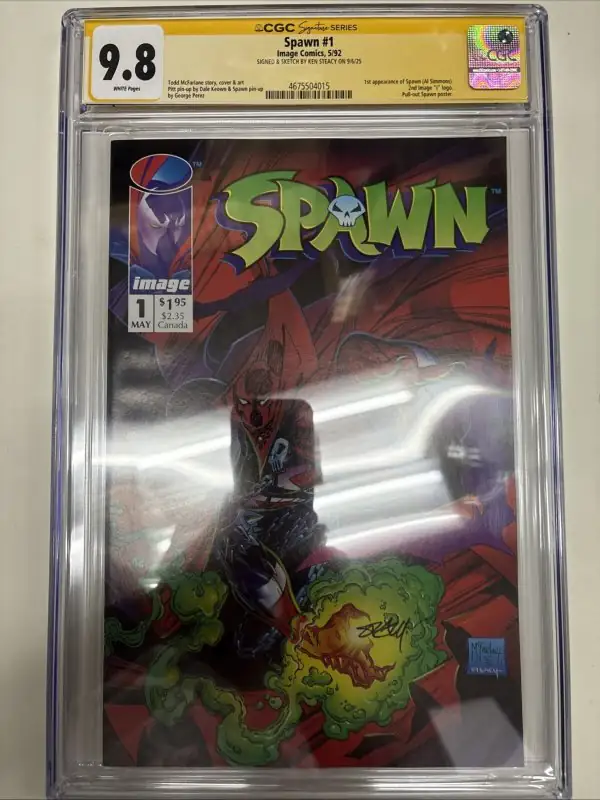 Spawn #1 (Image Comics, 1992), CGC 9.8 graded comic book, Signature Series label — front cover in its holder