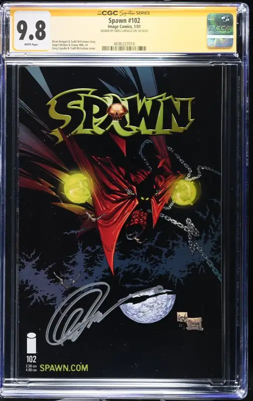 Spawn #102 (Image Comics, 2001), CGC 9.8 graded comic book, Signature Series label — front cover in its holder