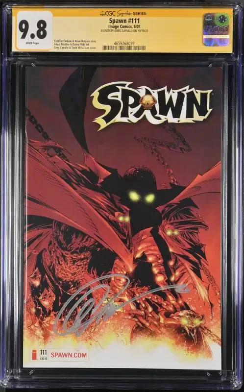 Spawn #111 (Image Comics, 2001), CGC 9.8 graded comic book, Signature Series label — front cover in its holder