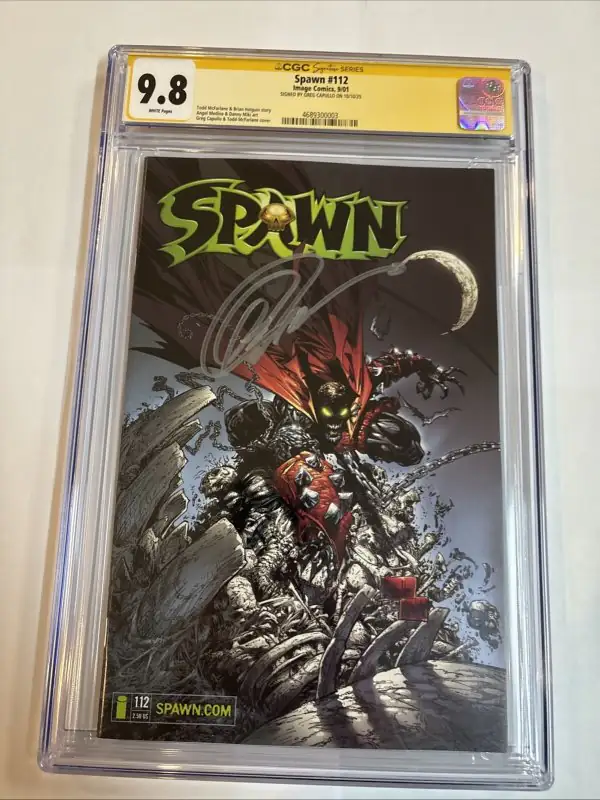 Spawn #112 (Image Comics, 2001), CGC 9.8 graded comic book, Signature Series label — front cover in its holder