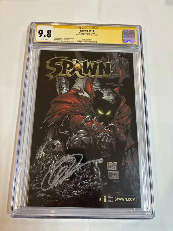 Spawn #114 (Image Comics, 2001), CGC 9.8 graded comic book, Signature Series label — front cover in its holder