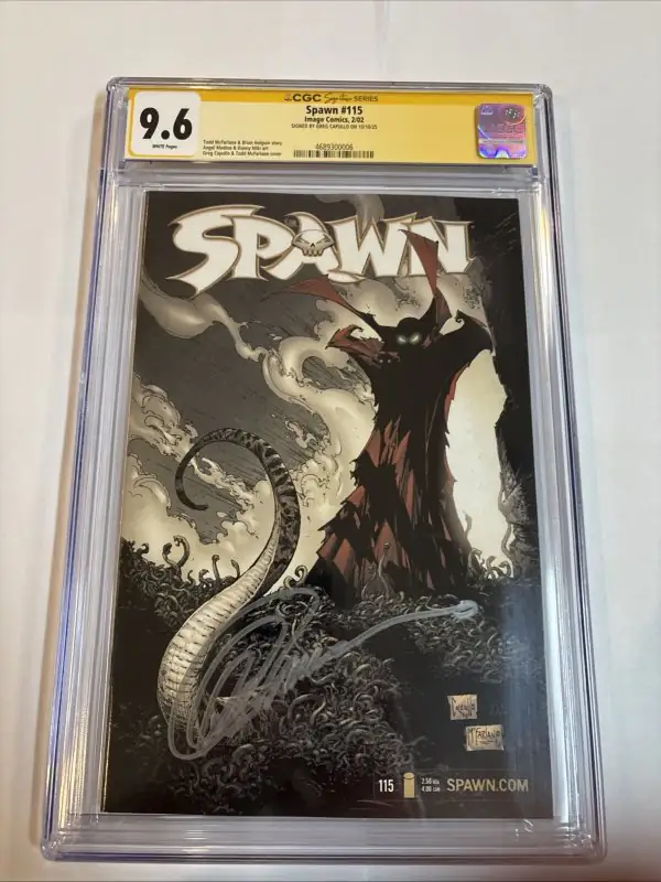Spawn #115 (Image Comics, 2002), CGC 9.6 graded comic book, Signature Series label — front cover in its holder